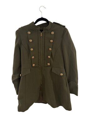 Steve Madden Military Coat Jacket Olive Green Gold Buttons Women’s Large